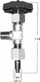 IMPA 850507 VALVE GAS OUTLET STATION AC-S, IN: M18X1.5 OUT: 3/4-16UNF (L)