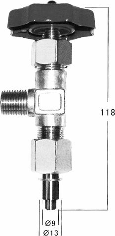 IMPA 850507 VALVE GAS OUTLET STATION AC-S, IN: M18X1.5 OUT: 3/4-16UNF (L)