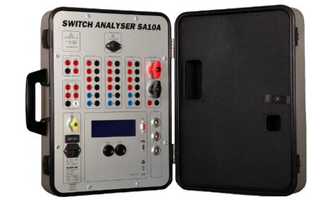 Amperis SA10 Analisador Bloco de teste para relé, transformador e disjuntor, tensão de alimentação 115/230 Vca, kit AMP-S001, produto importado, ficha tecnica catalogo datasheet