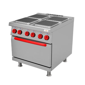 Arox A0334 fogão forno elétrico, 4 hot plates 300x300mm 3kW, comutador 6 posições, termostatos independentes, 5.4kW 2/1GN 440/3/60Hz, IP44, importado, datasheet