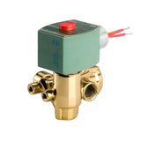 Asco 8320A185 válvula solenóide, rosca 1/4" NPT-M, 3 vias, normalmente fechada, orifício 2,4mm, latão, 120Vcc, 8 kgf/cm2, ar, IP65, importado, datasheet