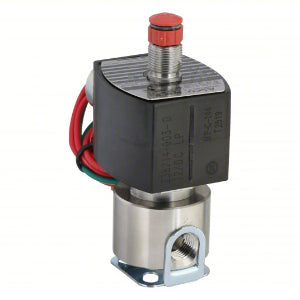 Asco EF8314G301 valvula solenóide, conexão rosca 1/4" NPT-M, 3/2 vias, universal, AI AISI 316L, 24 Vcc, 20 bar, IP66, Grupo IIC, T6, produto importado