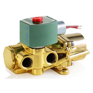 Asco EF8344G374 valvula solenoide, conexao rosca 1/2" NPT-F, 4 vias, biestável, monoestável, orifício 10mm, latão, 24Vcc, 10 kgf/cm2, importado, datasheet