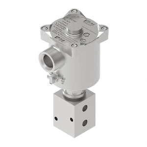 Bifold FP03P-02-32-NC-V-77I-24D-30-K85 valvula solenoide, rosca 1/8" NPT-F, 3/2 vias, fechada, Cv 0,013, 24Vdc, 345 bar, IP66/67, Ex eb mb, IIC, T3, importado