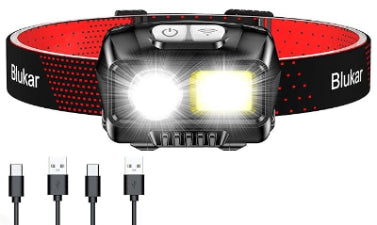 Blukar 2000LM lanterna de LED para uso na cabeça/capacete, recarregável, dual Beam, 8 modos, sensor de controle, IPX5, a prova d'água, produto importado