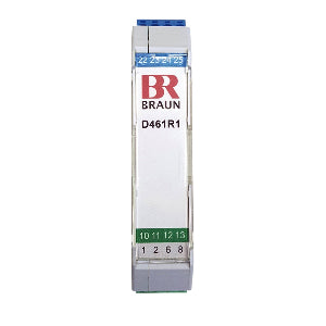 Braun D461.21U1 barreira segurança intrínseca, Exi, 02 canais, 35mm DIN-46277-3, corrente saída (Exi) Uo=8,9V, Io=62mA, Lo=2mH, D461.21U1, importado, datasheet