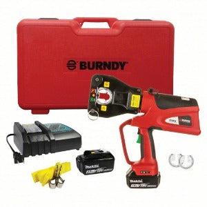 Burndy PAT81K2U03A2 Alicate Hidraulico para Crimpador, sem-fio, atuação por baterial 18V Ni-MH, 2.6Ah, para fixar terminais, com cabo isolado, bitolas de 10 a 500mm, tipo pistola, força de crimpagem 6T (toneladas) 7800, cabeça de crimpagem dieless, produto importado, ficha tecnica catalogo data sheet