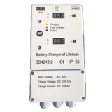 JHCD CD-4212-2 carregador de baterias de balsa salva-vidas (lifeboat battery charger), 24Vca 2x12Vcc, 2x5A, VG7.5F, Jiang, NCM 850680, importado