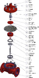 CLA-VAL 22217-15C conjunto de sobressalentes para válvula, kit de reparo, diafragma, disco, o-ring, espaçador, 100KX VUL 3 NBR, 100GS, 2100GS, DN 80, datasheet