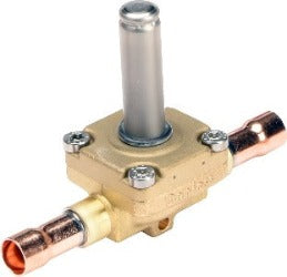 Danfoss 032L1212 Valvula Solenoide EVR 6, 1 via, 2 posições, uso com fluido refrigerante, diâmetro nominal 3/8" polegada, material do corpo em latão (brass), produto importado, ficha tecnica catalogo datasheet