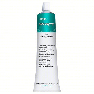 Dowcorning Molykote DC 55 M O-ring graxa lubrificante, a base de óleo silicone, -65 a 177ºC, bisnaga com 150g, (sem grau), cor branca, importado, datasheet