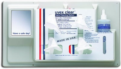 Sperian S461 UVEX Estação de limpeza permanente para EPI, com dois porta lenços, espelho, frasco spray, produto importado
