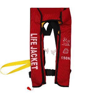 Colete salva-vidas (life jacket) inflável, flutuação CS 150N, tamanho adulto, manual/automático, certificação CE, CCS Solas, produto importado