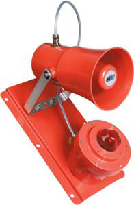 MEDC DB3/XB11 sirene de segurança, uso industrial, aço inox, 27 tons, 115 decibéis, sinalização luminosa, 24Vcc, 100W, IP67, alarme contra incêndio, datasheet