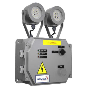 &nbsp;Naville ER14-BAE/2 luminária de emergência LED, autonomia 3 horas, 2x19W, 127-220V, alumínio, proteção IP67, datasheet