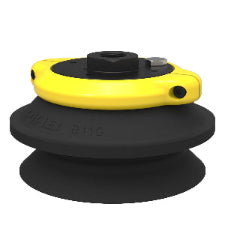 PIAB 3150108P ventosa borracha nitrílica PVC, preta, superfície de contato circular, 115 mm, encapadeira JE2/JE3, B110, 3/8" NPSF com tela, importado, datasheet