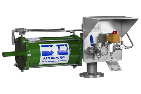 Procontrol SPS-K-04-180-CC-HW atuador pneumatico rotativo, giro 0-90º graus, pistão retorno por mola, ação controle ar/abre, 120 bar, -30º a 100ºC, importado