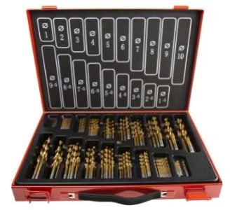 RS 507-1732 jogo de brocas com maleta, jobber, ponta aço rápido, revestido em titânio, DIN 338, 10 mm, 1 mm, maleta com 170 peças, produto importado, datasheet