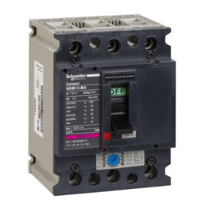 Schneider NS80H-MA Disjuntor tripolar, 80A, (Ui) 690Vca, 50/60Hz, 100kA, 6kA, 3 polos, IP40, disparo magnético ajustável, 28100, produto importado