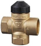 Siemens S55249-V110 Valvula Seletora de Fluxo (zone valve), 3 vias, DN 3/4" polegada, acionamento elétrico, material do corpo e sede em latão, obturador esfera tipo "T", vedações internas de EPDM, extremidades rosca interna BSP, PN16, DN20, 3.5 kvs bypass, produto importado, ficha tecnica catalogo datasheet 