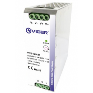 Viger Varixx VPS12024 fonte de alimentação, tensão de entrada 90-132/180-264Vca / 120-375Vcc, saída 24Vcc, corrente de saída 5A, potência 120W, importado