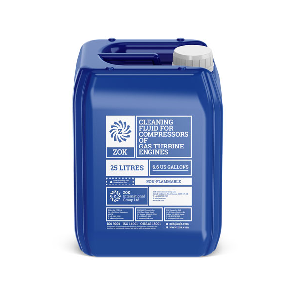 ZOK 27 Gold Standard concentrado, fluido para limpeza de compressores de turbinas, inibidor de corrosão, embalagem de 12.5, 25, 210 e 1000 litros, importado