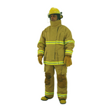 Jobe Luv LUV J.3831.030.M Conjunto de Segurança, tipo calça com blusão, proteção de bombeiro,  fibra ara mida alta resistência, conforme NFPA 1971, 745g/m², com faixa retro-refletiva, cor amarela, tamanho M, junção do tecido soldada, fechamento com velcro/zíper, certificado aprovação - MTE, produto importado