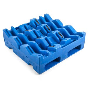 Stratis RHRP36363CS72-HD4-SR6BT4 Palete em Plastico azul, 3 camadas de berços, tamanho 36”x36”x12” polegadas, entrada para empilhadeira pelas 2 vias (2 lados ) e porta-paletes, 4 barras de reforço em aço, 12 revestimentos anti-derrapante nos berços (almofada), NCM 44152000, produto importado, catalogo