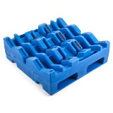 Stratis RHRP36363CS72-HD4-SR6BT4 Palete em Plastico azul, 3 camadas de berços, tamanho 36”x36”x12” polegadas, entrada para empilhadeira pelas 2 vias (2 lados ) e porta-paletes, 4 barras de reforço em aço, 12 revestimentos anti-derrapante nos berços (almofada), NCM 44152000, produto importado, catalogo