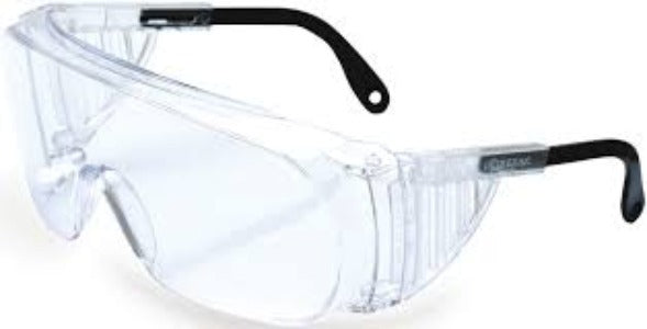 Honeywell S0250X Óculos de Proteção Contra Impacto, lente em policarbonato incolor anti-embaçante/ultravioleta, proteção olho impacto, com aprovação para impactos partículas volantes, armação em termoplástico incolor, tamanho 52, haste ajustável, para sobrepor óculos de grau, referência S0112, produto importado