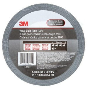 3M 1900 Fita Adesiva Polietileno, cor prata, rolo com comprimento 54,9m (60 yards), largura 48mm, código NCM 76071990, produto importado, catalogo data sheet
