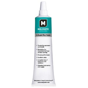 Molykote G-Rapid Plus Graxa Lubrificante Industrial, bisnaga com 50 gramas, sem grau, baixo coeficiente de fricção, para alta pressão, suprime stick-slip, reduz a formação de ferrugem, temperatura de trabalho de -35°C to +450°C, MK5500, produto importado, código NCM 34031980, ficha técnica catalogo datasheet