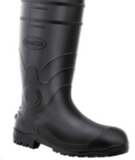 Bracol BPL Bota de Segurança, cano longo, em PVC, ABNT NBR ISO 20345, preta, tamanho 44, com forro em meia de poliéster, antiderrapante, ressalto mínimo de 2,5 cm, sem biqueira, com certificado de aprovação-CA MTE, produto importado