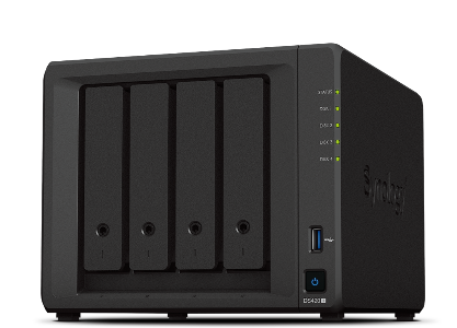 Synology DS420+ NAS Disk Station de alta performance para compartilhamento de dados, processador dual 2-core and e slots M.2 NVMe 2280 SSD incorporados para aceleração de cache, 2 posrtas 1GbE LAN, produto importado