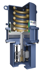 ATI HDL269SRR70 Atuador Pneumático, tipo pistão, retorno para mola, especificação linear, ação de controle ar fecha, curso 9 pol, pressão máxima de trabalho 150 psi, produto importado, ficha tecnica catalogo datasheet