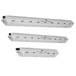 Appleton FEB218BUSA Luminaria para Lampada Fluorescente, 2x18W, com reator 110-254Vca, 60Hz, receptáculo G13, antivibratório, corpo em poliéster c/fibra de vidro, M20 x 1,5 (ISO 261), refletor e difusor em policarbonato, IP66/67, IEC 60529, Ex de, Grupo IIC, T4, produto importado, catalogo data sheet