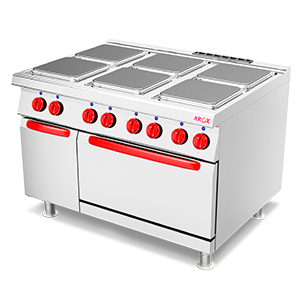 Arox A0334 fogão forno elétrico, 4 hot plates 300x300mm 3kW, comutador 6 posições, termostatos independentes, 5.4kW 2/1GN 440/3/60Hz, IP44, importado, datasheet