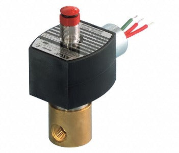 Asco EV8314G301 Valvula Solenoide, conexão rosca 1/4" NPT-M, 3 vias, operação biestável, orifício 2 mm, corpo em aço inoxidável, tensão nominal de alimentação 24 Vcc.  1,4 W potencia, pressão máxima de operação: 150 psi, ar/gás, IP66W, NBR IEC 60529, produto importado, NCM 848120, ficha tecnica data sheet