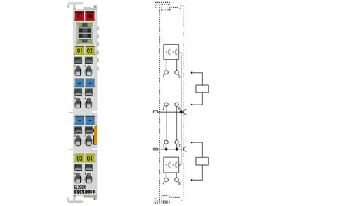 Beckhoff ES2004 Modulo para Controlador Logico Programavel, EtherCat Coupler para terminal E-Bus, 4 saídas digitais, 24Vcc, 0.5A, produto importado