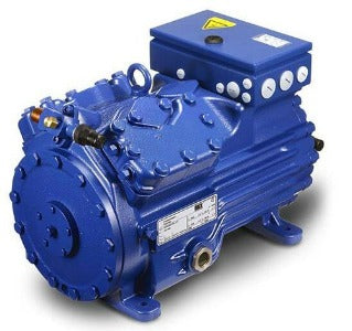 GEA Bock HG34E-215-4S Compressor Semi Hermético, vazão 22,67 m3/h, pressão de operação 19 a 28 bar, alimentação elétrica 265-290V e 440-480V, rotação 1740 rpm, sem acessórios (bare), produto importado