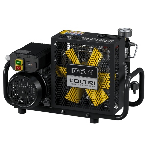 Coltri MCH6/ET Compressor de Ar Respirável (atual Icon LSE 100ET), elétrico, tipo radial portátil, pressão máxima 330 bar, vazão 100 L/min, disponível em tensão 220V, 380V ou 440V 60Hz trifásico, para sistema de purificação do ar, 4 estágios de compressão, peso 39kg, produto importado, ficha tecnica catalogo datasheet