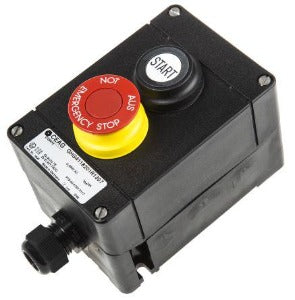 Cooper GHG 411 82+DRT+SGT Botoeira Comando Eletrico, com 1 botão de comando comum pulsador e 1 de emergência (tipo cogumelo), 690V, 16A, IP66, ABNT NBR IEC 60529 Ex de, Grupo IIC, Classe de temperatura T6, GHG4118201R1307, produto importado