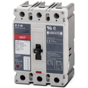 Cutler Hammer HMCP050K2 Disjuntor em Caixa Moldada, IEC 60947-2, tripolar, corrente nominal 50,0A, tensão isolamento nominal (Ui) 690V, 60Hz, capacidade de interrupção máxima 20kA, com disparador magnético ajustável e térmico fixo, acionamento por alavanca vertical, MCP23480, NCM 85119000, produto importado