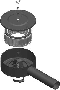 Deno HBR351.001 Elemento do Filtro de Ar Comprimido, porosidade 20 micra, corpo em aço carbono, vedação em borracha NBR, elemento em papel plissado, utilizado no compressor L4-150 e outros modelos, NCM 84219900, produto importado, catalogo data sheet