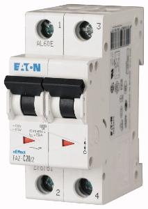 Eaton Cutler-Hammer FAZ-C25/2 Disjuntor Miniatura, bipolar, com unidade térmica/eletromagnética fixa, tipo C, 25A, tensão nominal 277V-440VCA, 50/60Hz, 278762, IEC 60947-2