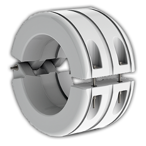 Floatex 24HB-F Flutuador (hinged bolted float), contrução tipo sandwich, diametro interno 886 mm, capacidade de flutuação 432 Kg ± 5%, para profundidades de 0-40m e 40-80m (metros), composto de duas metades de polietileno estabilizadado UV, produto importado, ficha tecnica catalogo data sheet