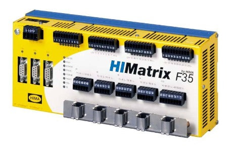Himatrix F35 Modulo Controlador de Segurança, entradas: 24 digitais e 8 analógicas, 2 counter, saídas: 8 digitais, 4 port-switch 100 Base-T com SafeEthernet, SIL 3/Cat.4/PLe/CENELEC SIL4, módulo plug in RS- 485 on FB3, produto importado