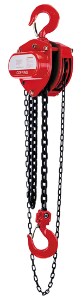 LHH 08922W Guindaste de Carga (talha) tipo corrente manual, em liga de aço, cor vermelha, capacidade 1,5T (tonelada), sem carrinho, com gancho e fechamento de segurança, para levantar até 15ft (pés), NCM 84253100 produto importado, catalogo datasheet