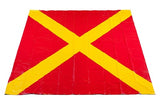 Lona para Interdição de Helideque (helideck closed marker), nas medidas 4m x 4m (metros), com "X" em amarelo cruzando toda a extensão em diagonal, 0,50m, conforme Norma 27 anexo 5H, produto importado, ficha técnica catalogo datasheet