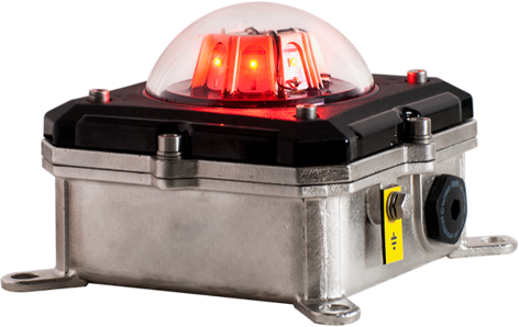 Luminária para Balizamento Aeronáutico HSL18EX-R-24-32-X Sinalizador de Advertencia, a prova de explosão, IP67 IEC 60529, EEXD IIB, T4, HPL20-006, Luz de Perímetro para Heliponto, obsoleto substituido pelo modelo L85EX-R-DC-32 (071944) ou L85EX-R-AC-32 (019074), Obstruction Light, datasheet catalogo